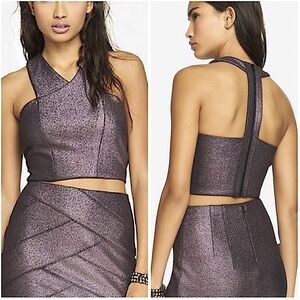 Express Deep Purple Metallic Sparkly Shimmer Sleeveless Crop Top, Medium